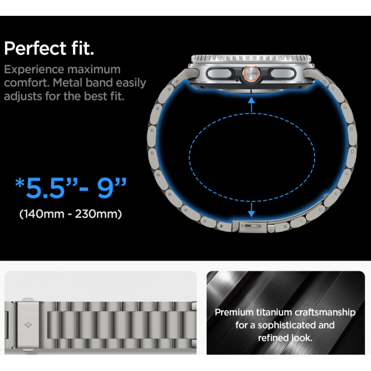 Spigen SGP Modern Fit Titanium Λουράκι Μπρασελέ για Samsung Galaxy Watch 8 40mm/44mm/46mm - Natural ΤΙΤΑΝΙΟ - AMP10122